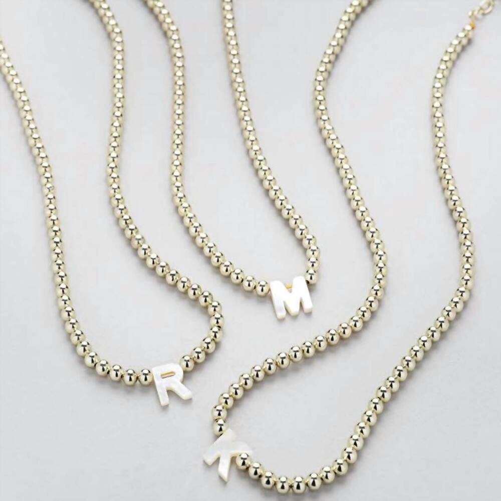 NEW NATALIE WOOD DESIGNS women's bead initial necklace in gold